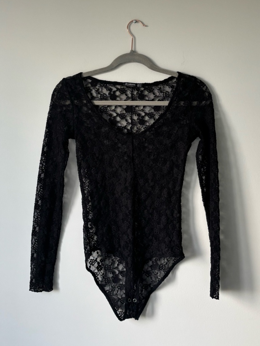 Black Lace Long-Sleeve Bodysuit Size Small